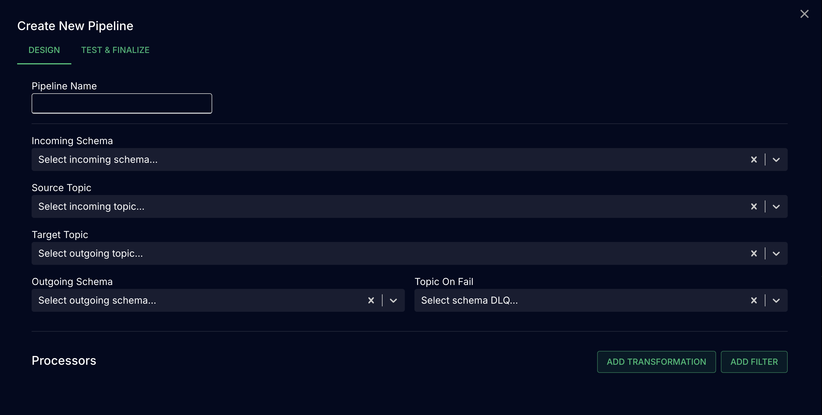 Pipeline Creation Form