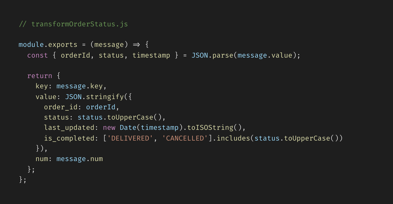 Javascript Transformation Example